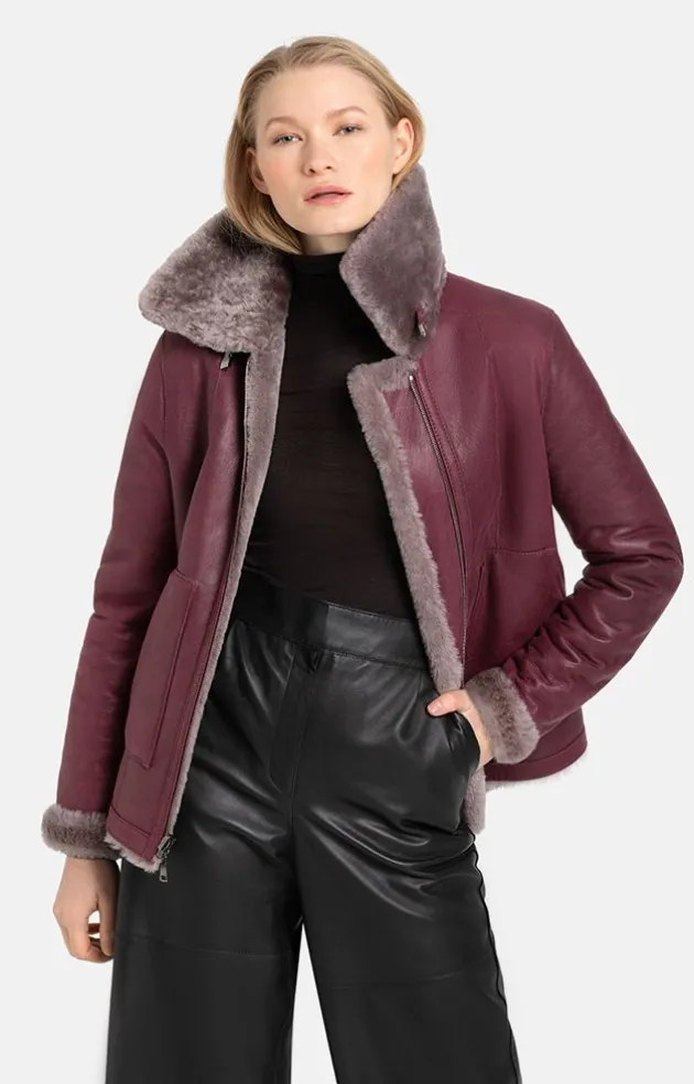 Lambskin Jackets<WERNER CHRIST Maike: Shorter, Reversible Lambskin Jacket Lilac