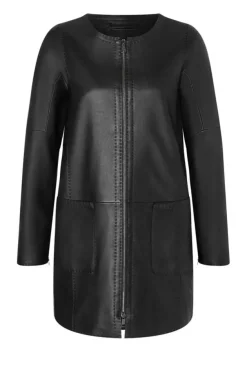 Leather Jackets<WERNER CHRIST Malea: Collarless Jacket With Cool Flared Sle Black