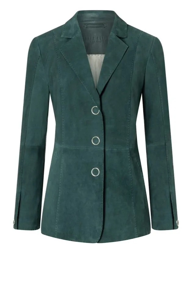 Leather Jackets<WERNER CHRIST Margarita: Exquisite Blazer With Hand-Stitche Ivy Green