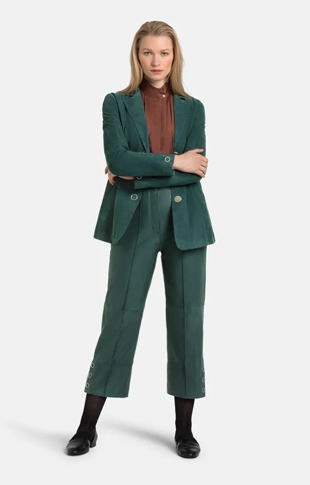 Leather Jackets<WERNER CHRIST Margarita: Exquisite Blazer With Hand-Stitche Ivy Green