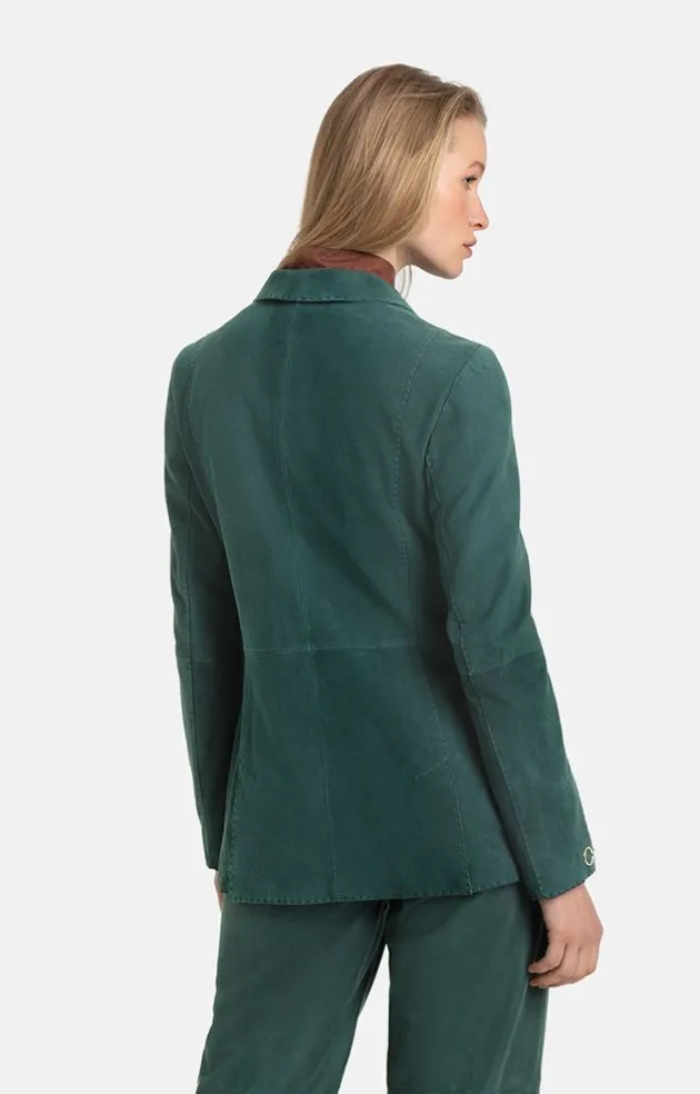Leather Jackets<WERNER CHRIST Margarita: Exquisite Blazer With Hand-Stitche Ivy Green