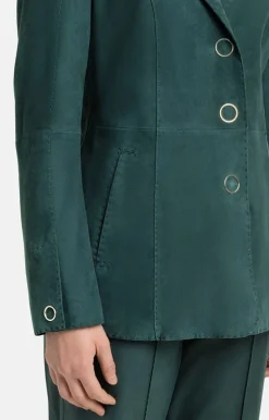 Leather Jackets<WERNER CHRIST Margarita: Exquisite Blazer With Hand-Stitche Ivy Green