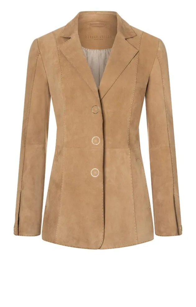 Leather Jackets<WERNER CHRIST Margarita: Fine Blazer With Hand Stitching Sand