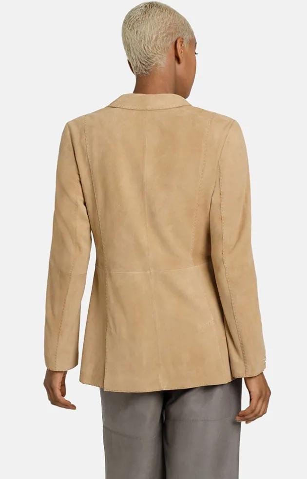 Leather Jackets<WERNER CHRIST Margarita: Fine Blazer With Hand Stitching Sand