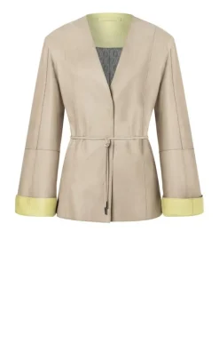 Leather Jackets<WERNER CHRIST Marina K: Kimono Jacket With Tie Belt Stone