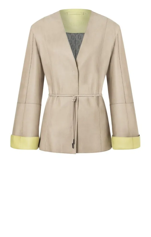 Leather Jackets<WERNER CHRIST Marina K: Kimono Jacket With Tie Belt Stone