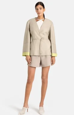 Leather Jackets<WERNER CHRIST Marina K: Kimono Jacket With Tie Belt Stone