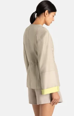 Leather Jackets<WERNER CHRIST Marina K: Kimono Jacket With Tie Belt Stone