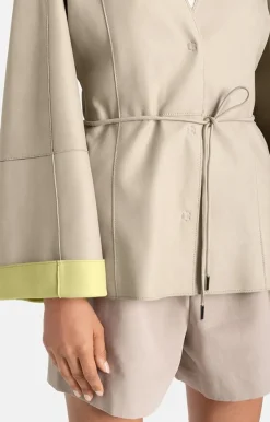 Leather Jackets<WERNER CHRIST Marina K: Kimono Jacket With Tie Belt Stone