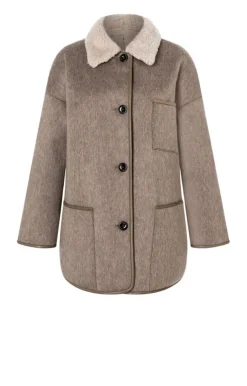 Lambskin Jackets<WERNER CHRIST Milena: Lambskin And Loden Jacket Stone