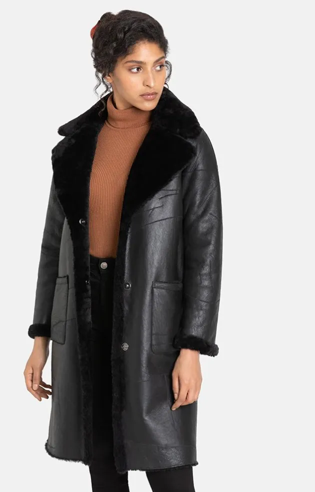 Lambskin Jackets<WERNER CHRIST Nadine: Bohemian-Style Short Coat Black