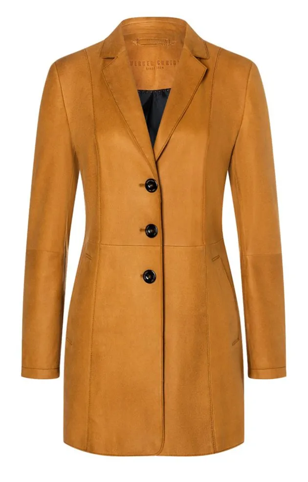 Leather Jackets<WERNER CHRIST Nathalia: Long Blazer With Drawstring At The Cognac