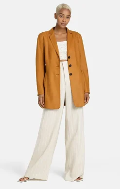 Leather Jackets<WERNER CHRIST Nathalia: Long Blazer With Drawstring At The Cognac