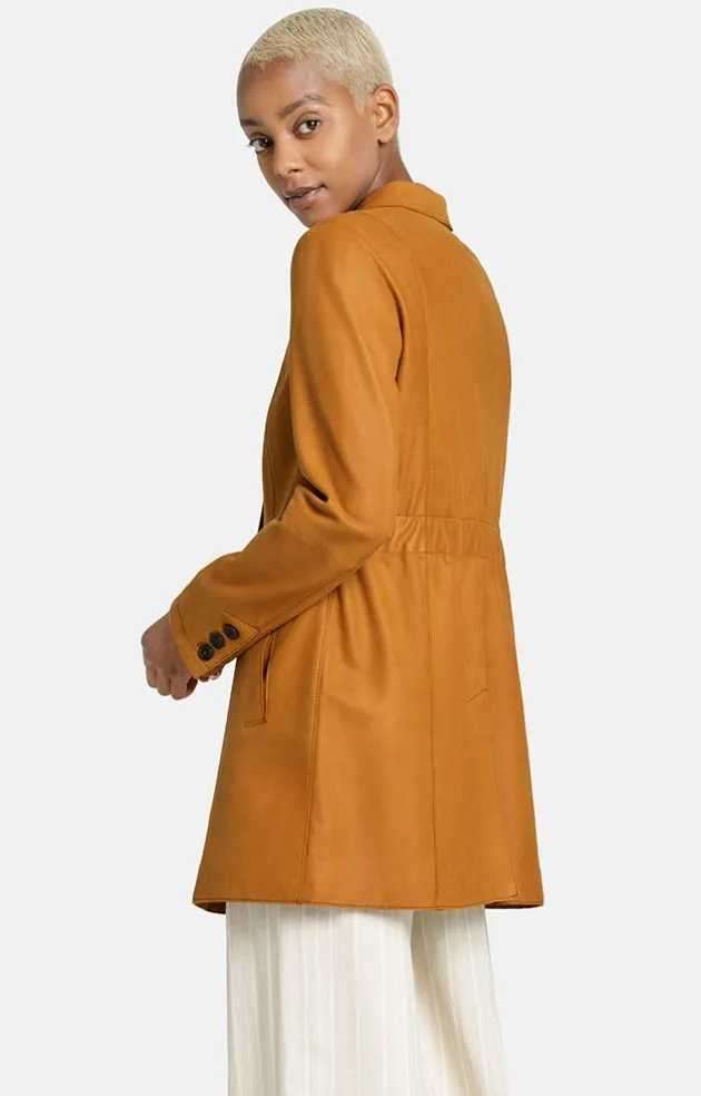 Leather Jackets<WERNER CHRIST Nathalia: Long Blazer With Drawstring At The Cognac