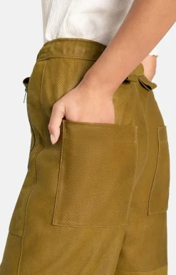 Accessoires<WERNER CHRIST Padma P: Light Parachute Leatherpants Ocker