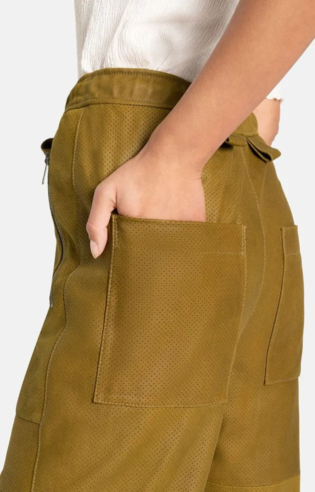 Accessoires<WERNER CHRIST Padma P: Light Parachute Leatherpants Ocker