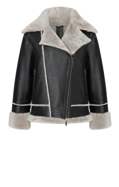 Lambskin Jackets<WERNER CHRIST Paloma: Sporty Oversized Biker Jacket Black