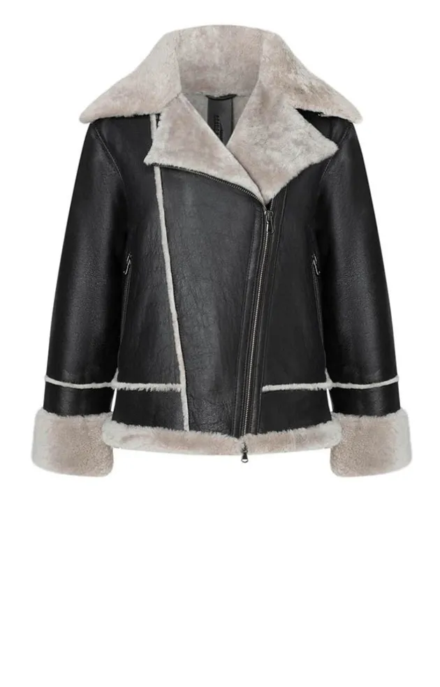 Lambskin Jackets<WERNER CHRIST Paloma: Sporty Oversized Biker Jacket Black