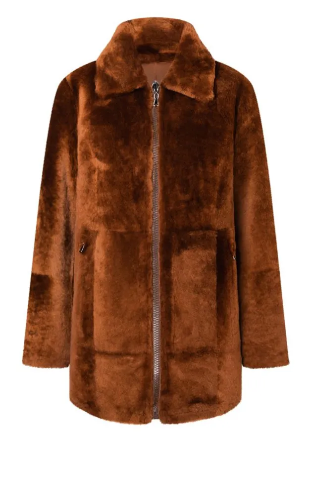 Lambskin Jackets<WERNER CHRIST Pam: Sporty Reversible Jacket With Zip Copper Brown