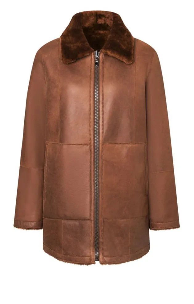 Lambskin Jackets<WERNER CHRIST Pam: Sporty Reversible Jacket With Zip Copper Brown