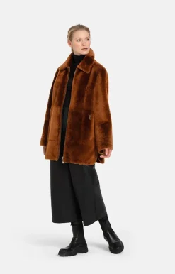 Lambskin Jackets<WERNER CHRIST Pam: Sporty Reversible Jacket With Zip Copper Brown