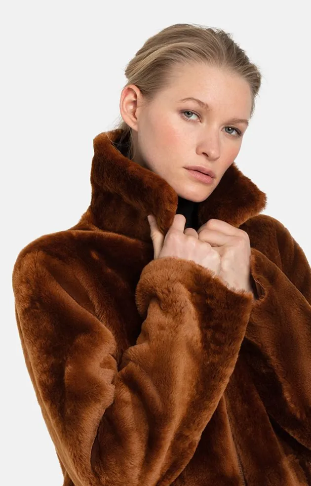 Lambskin Jackets<WERNER CHRIST Pam: Sporty Reversible Jacket With Zip Copper Brown