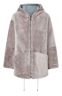 Lambskin Jackets<WERNER CHRIST Patrizia: Sporty Reversible Hooded Jacket French Gray