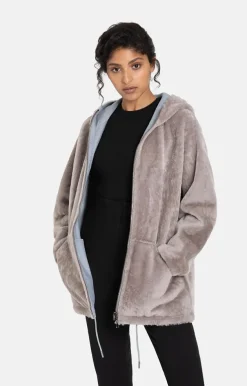 Lambskin Jackets<WERNER CHRIST Patrizia: Sporty Reversible Hooded Jacket French Gray