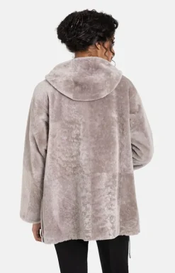 Lambskin Jackets<WERNER CHRIST Patrizia: Sporty Reversible Hooded Jacket French Gray