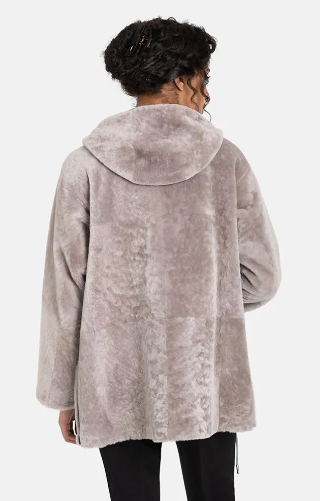 Lambskin Jackets<WERNER CHRIST Patrizia: Sporty Reversible Hooded Jacket French Gray