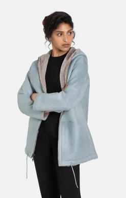 Lambskin Jackets<WERNER CHRIST Patrizia: Sporty Reversible Hooded Jacket French Gray