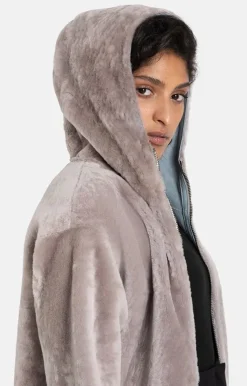 Lambskin Jackets<WERNER CHRIST Patrizia: Sporty Reversible Hooded Jacket French Gray