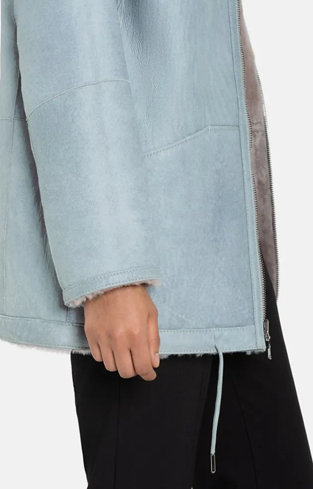 Lambskin Jackets<WERNER CHRIST Patrizia: Sporty Reversible Hooded Jacket French Gray