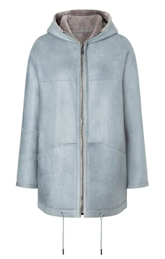Lambskin Jackets<WERNER CHRIST Patrizia: Sporty Reversible Hooded Jacket French Gray