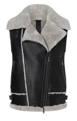 Lambskin Jackets<WERNER CHRIST Paulina: Waistcoat In Biker Look Anthracite