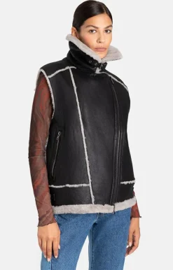 Lambskin Jackets<WERNER CHRIST Paulina: Waistcoat In Biker Look Anthracite