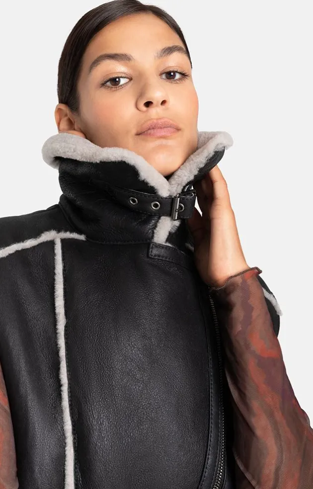 Lambskin Jackets<WERNER CHRIST Paulina: Waistcoat In Biker Look Anthracite
