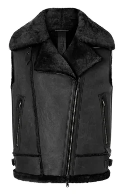 Lambskin Jackets<WERNER CHRIST Paulina: Waistcoat In Biker Look Black