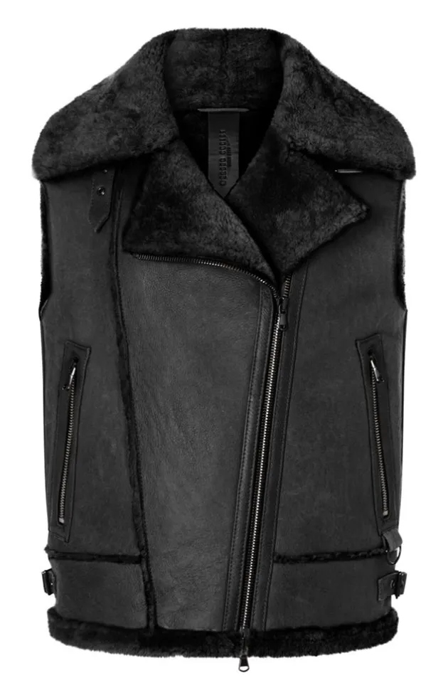 Lambskin Jackets<WERNER CHRIST Paulina: Waistcoat In Biker Look Black