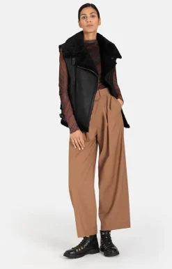 Lambskin Jackets<WERNER CHRIST Paulina: Waistcoat In Biker Look Black