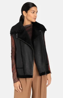 Lambskin Jackets<WERNER CHRIST Paulina: Waistcoat In Biker Look Black