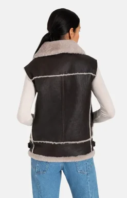 Lambskin Jackets<WERNER CHRIST Paulina: Waistcoat In Biker Look Chocolate