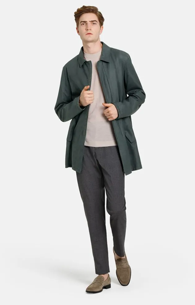 Leather Jackets<WERNER CHRIST Pedro: Short Coat In A Straight Design Ivy Green