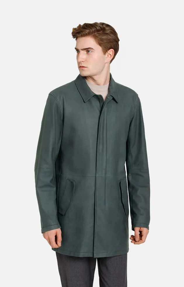 Leather Jackets<WERNER CHRIST Pedro: Short Coat In A Straight Design Ivy Green