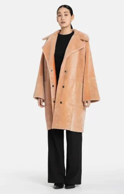 Lambskin Jackets<WERNER CHRIST Penelope: Lambskin Coat With Oversized Fit Burnt Orange