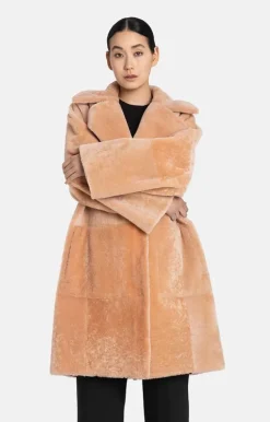 Lambskin Jackets<WERNER CHRIST Penelope: Lambskin Coat With Oversized Fit Burnt Orange