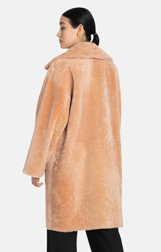 Lambskin Jackets<WERNER CHRIST Penelope: Lambskin Coat With Oversized Fit Burnt Orange