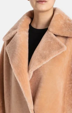 Lambskin Jackets<WERNER CHRIST Penelope: Lambskin Coat With Oversized Fit Burnt Orange