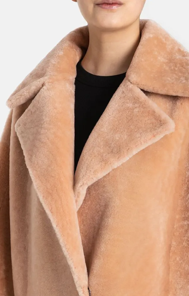 Lambskin Jackets<WERNER CHRIST Penelope: Lambskin Coat With Oversized Fit Burnt Orange