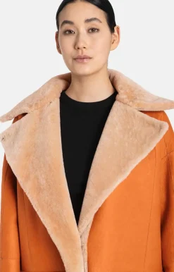 Lambskin Jackets<WERNER CHRIST Penelope: Lambskin Coat With Oversized Fit Burnt Orange